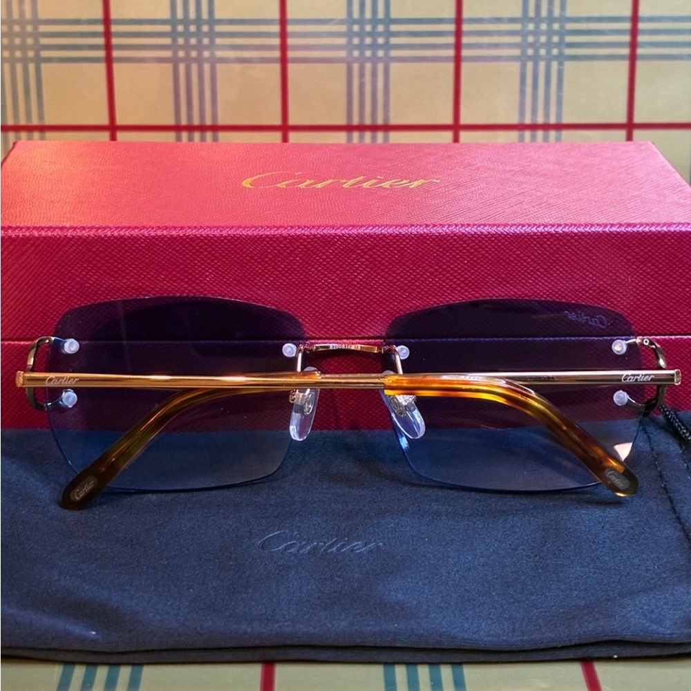 Cartier Unisex Big C Rimless Sunglasses - Picture 5 of 6